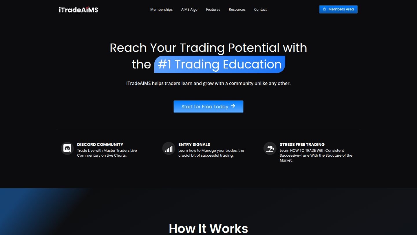 iTradeAIMS website screenshot